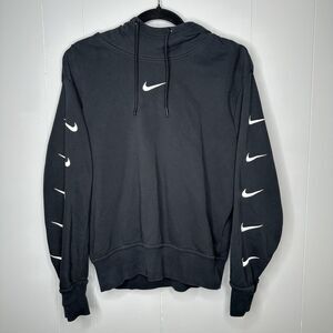 Vintage Y2K Nike Hoodie Womens Size L High Neck Logo Print On Sleeves DC9301-010